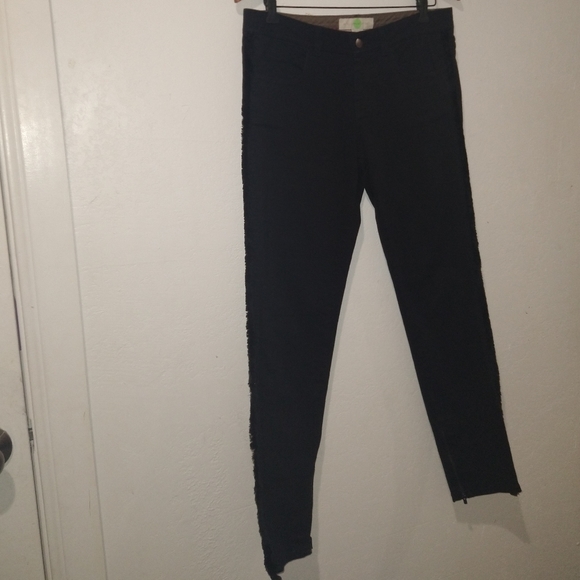 STELLA MCCARTNEY Skinny Black Fringe Trim Zipper Jeans - Picture 5 of 8